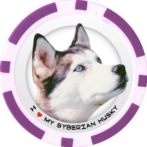 SIBERIAN HUSKY DOG BREED Poker Chips (11.5g) Sold in Packs of 10