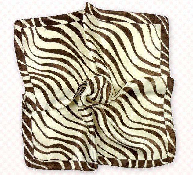 (2S11-SS001-BEI) Scarf/ Small scarf/ Small Square Scarf/ Lady small scarf - Beige & Brown