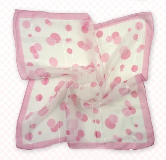 (2S11-SS001-WHT & PNK) Scarf/ Small Square Scarf/ Lady small scarf - White & Pink Pattern