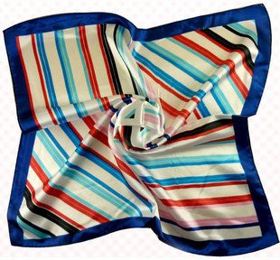 (2S11-SS001-BLU & WHT)Small Square Scarf/ Lady small scarf - Blue & White