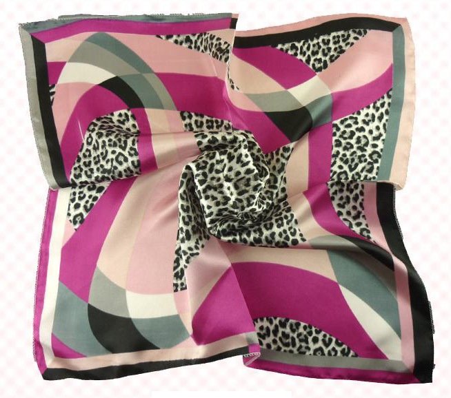 (2S11-SS001-Gry & PNK) Scarf/ Small Square Scarf/ Lady small scarf - Grey & Pink