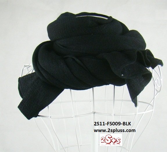 (2S11-FS009-BLK) Unisex Super Long fashion scarf 200cm*60cm in Black colour