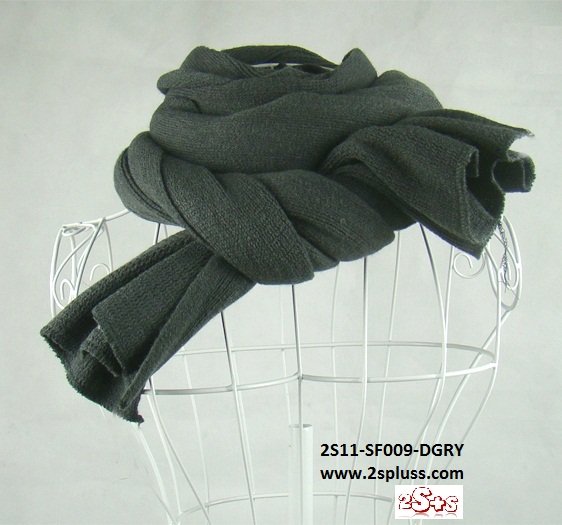 (2S11-FS009-DGRY) Unisex Super Long fashion scarf 200cm*60cm in Dark Gray colour