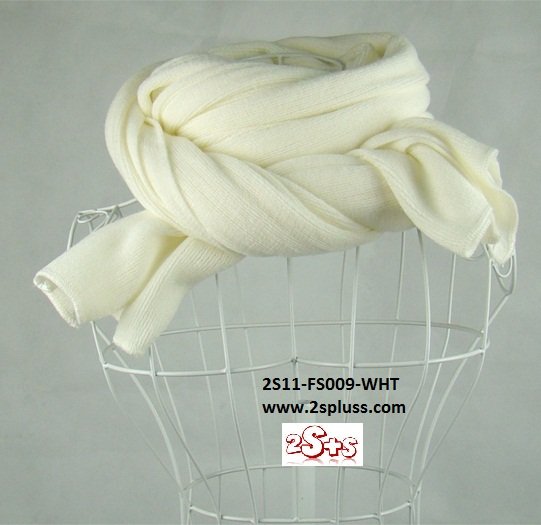 (2S11-FS009-WHT) Unisex Super Long fashion scarf 200cm*60cm in White colour