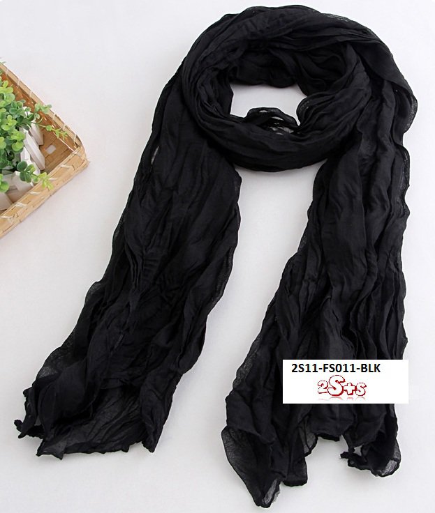 (2S11-FS011-BLK) Lady Long scarf 190cm*110cm in Black colour