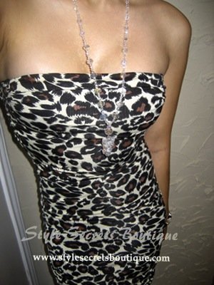 SIZE XS: SEXY STRAPLESS CHEETAH RUCHED CORSET BUSTIER DRESS