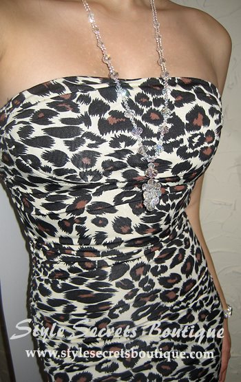SIZE S: SEXY STRAPLESS CHEETAH RUCHED CORSET BUSTIER DRESS