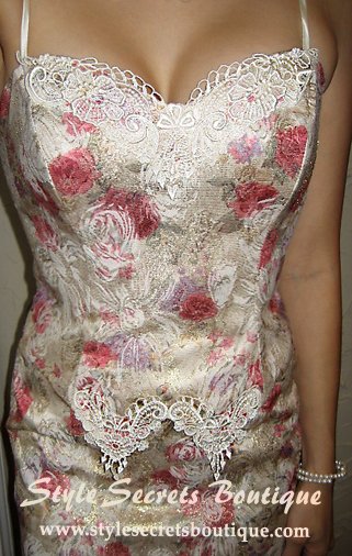 Size XS: STUNNING VINTAGE VICTORIAN BROCADE FLORAL COCKTAIL SKIRT SET