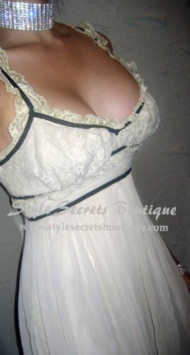Size S: SEXY CHIFFON TEA PARTY VICTORIAN LACE BABYDOLL CORSET DRESS