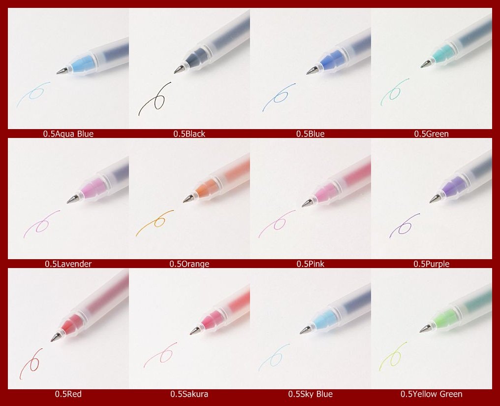 MUJI Japan Gel-Ink Ballpoint Pen 0.5mm 12 colors set