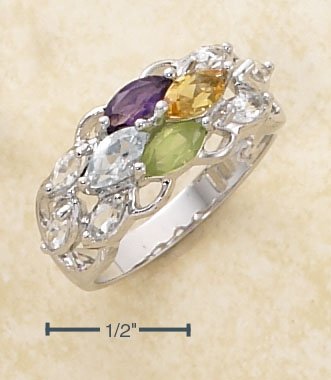 AMETHYST, CITRINE, BLUE TOPAZ, WHITE TOPAZ PERIDOT RING