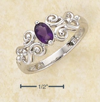 GENUINE AFRICAN AMETHYST RING IN SCROLLED BAND