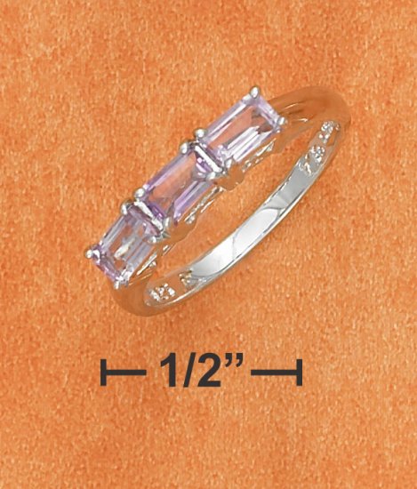 TRIPLE 5X3MM EMERALD CUT AMETHYST RING