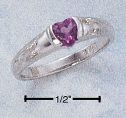 SILVER RING W/ HEART SHAPED GENUINE AFRICA AMETHYST
