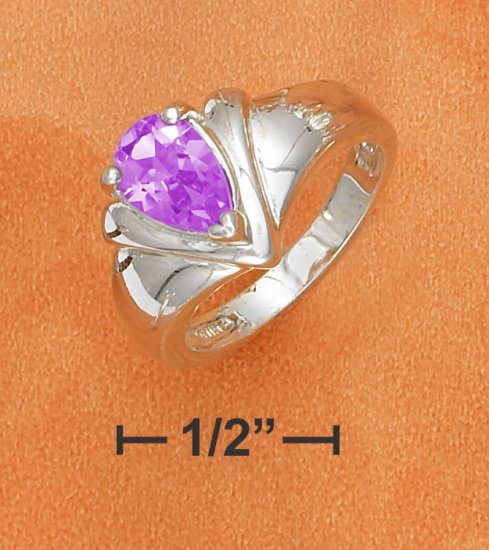 9X6MM AMETHYST PEAR ON TAPERED SHANK WITH "V" DESIGN