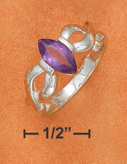 STERLING SILVER 5X10MM TENSION SET AMETHYST MARQUISE RING