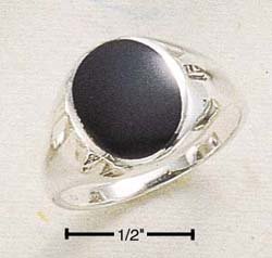 STERLING SILVER MENS OVAL ONYX RING