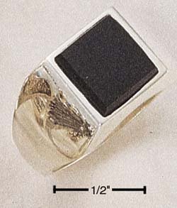 STERLING SILVER MEN'S SQUARE ONYX RING