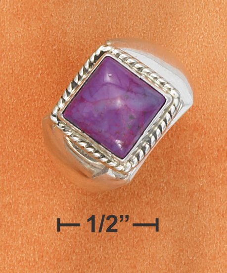 STERLING SILVER 10MM SQUARE MAGENTA STONE RING