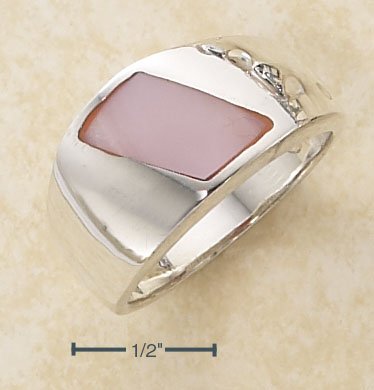 SILVER PINK MOP SHELL ON POLISHED SHANK RING