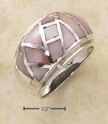 STERLING SILVER PINK SHELL DOME RING