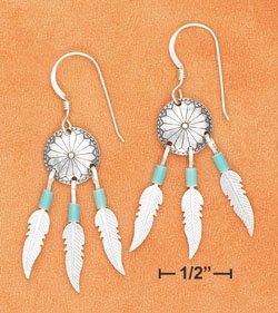 STERLING SILVER CONCHO TURQUOISE EARRINGS