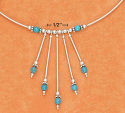 COIL WRAP NECKLACE W/ TURQUOISE BEAD STICK DANGLES
