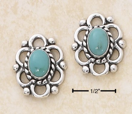 TURQUOISE W/ OPEN LOOP BORDER POST EARRINGS