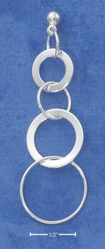 SILVER INTERLOCKED RINGS FRENCH WIRE EARRINGS
