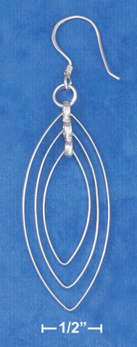 STERLING SILVER TRIPLE CONCENTRIC OVAL DANGLE EARRING