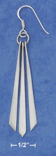 STERLING SILVER TRIPLE PADDLES FRENCH WIRE EARRINGS