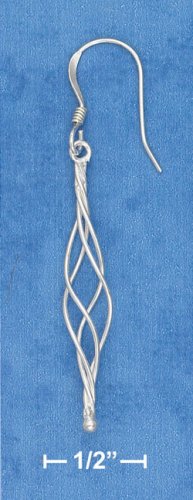 STERLING SILVER 4 STRAND WIRE TWIST FRENCH WIRE EARRINGS