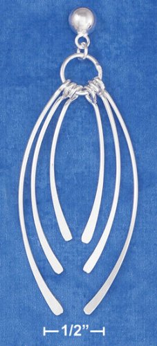 STERLING SILVER BALL POST EARRINGS W/ CURVED PADDLE DANGLES