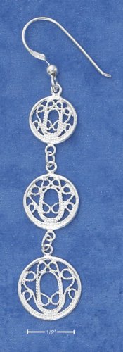 SILVER TRIPLE ROPED FILIGREE CIRCLE EARRINGS