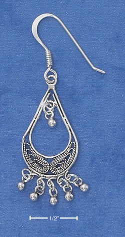 SILVER ANTIQUED FILIGREE OPEN TEAR EARRINGS