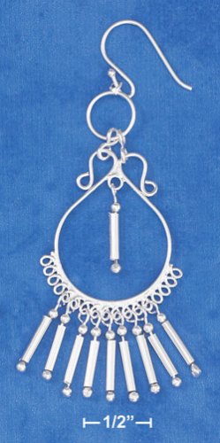 STERLING SILVER FANCY WIRE TEARDROP EARRINGS