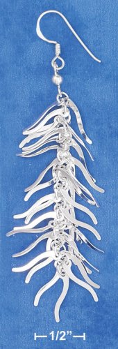 STERLING SILVER HP 3" TASSLE OF FLAMES FRENCH WIRE EARRINGS