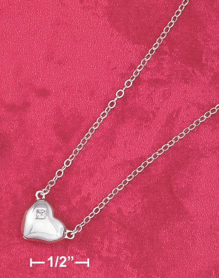 STERLING SILVER 16"-17" PUFFED HEART NECKLACE