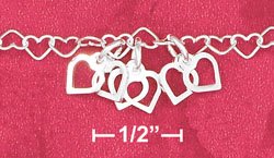 7" SS MINI HEART LINK BRACELET