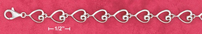 7" SS HP 8MM OPEN HEART LINK BRACELET