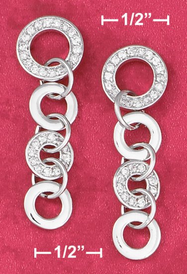 STERLING SILVER CZ PLAIN and SILVER CIRCLES EARRINGS