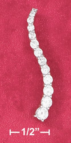 STERLING SILVER 18 IN NECKLACE W/ 13 GRADUATED CZ 'S