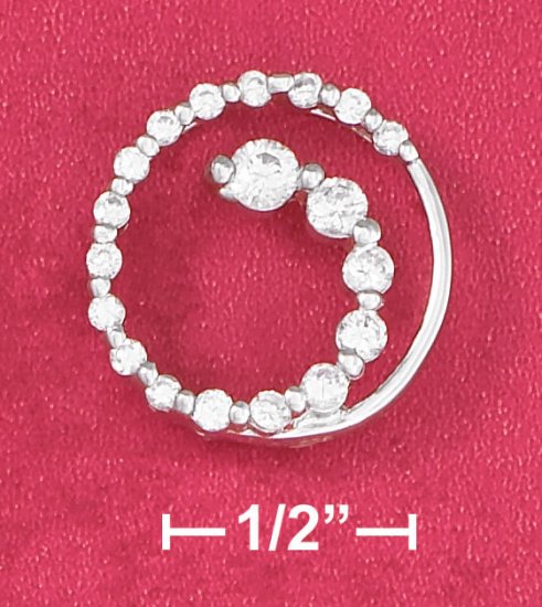 SILVER ROUND CURL 18 IN PENDANT NECKLACE W/19 CZ'S