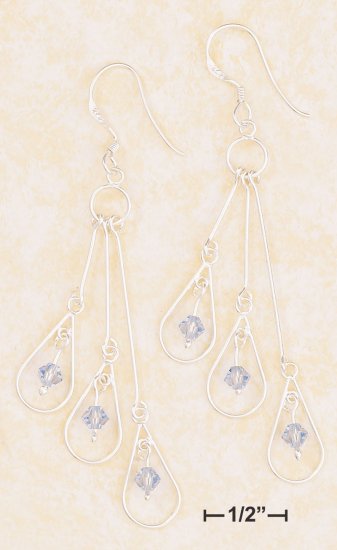 TRIPLE TEARDROP DANGLE W/LT BLUE SWAROVSKI CRYSTALS