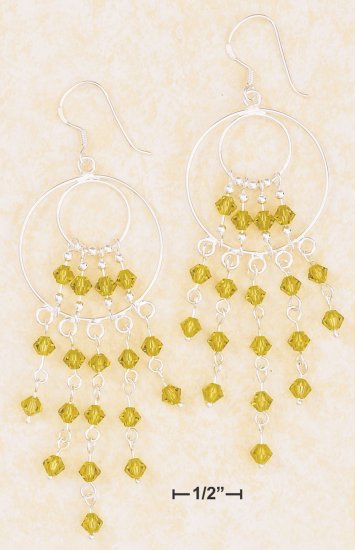 CIRCLE WATERFALL EARRINGS W/ LT GREEN SWAROVSKI CRYSTALS