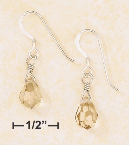 CHAMPAGNE CRYSTAL TEARDROP EARRING ON FRENCH WIRE