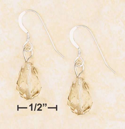8X12MM FACETED CHAMPAGNE CRYSTAL TEARDROP EARRING