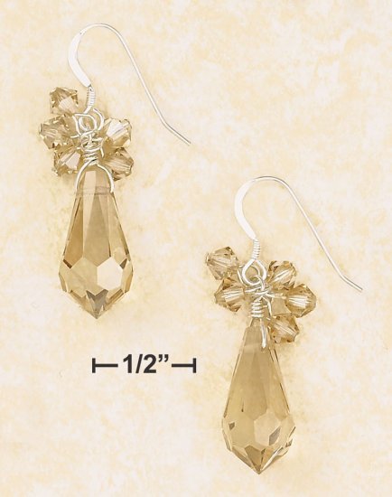 9X18MM CHAMPAGNE CRYSTAL BRIOLETTE & CLUSTER EARRINGS