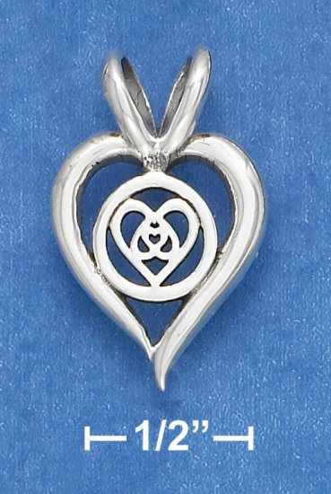 STERLING SILVER 16MM OPEN HEART PENDANT /18IN CHAIN
