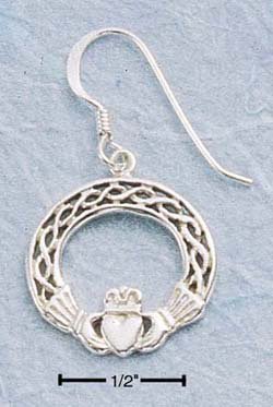 SILVER FANCY CLADDAH EARRINGS ON FRENCH WIRE